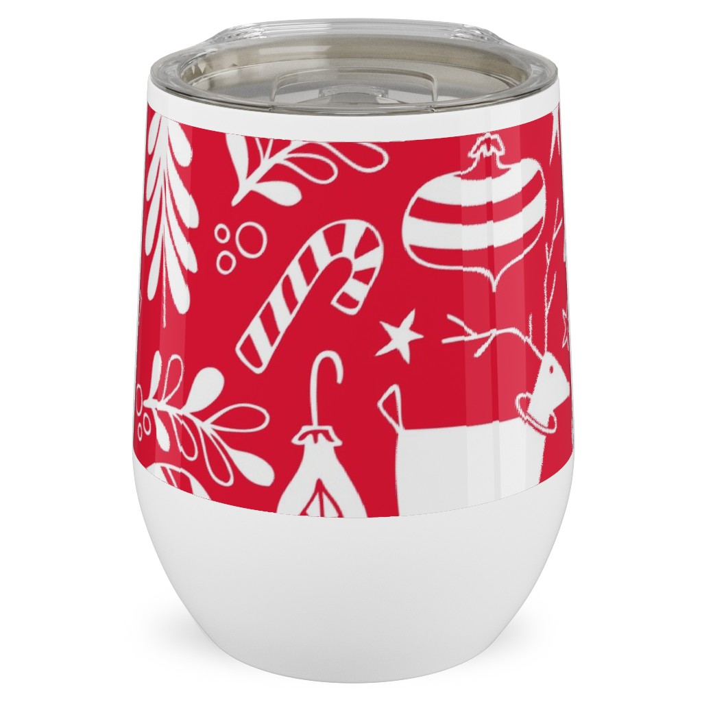 Peace & Joy Christmas - Red Stainless Steel Travel Tumbler, 12oz, Red
