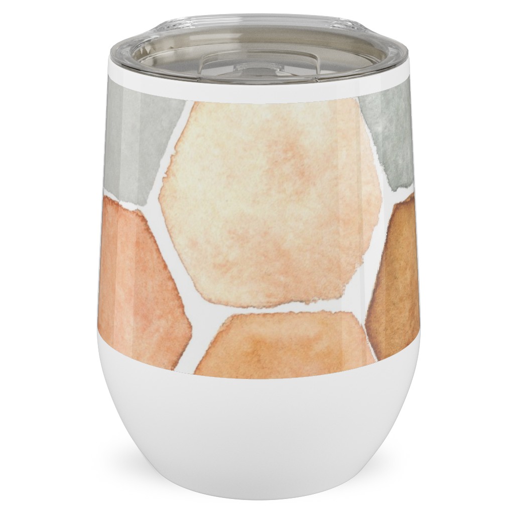 Hexagon - Warm Stainless Steel Travel Tumbler, 12oz, Multicolor
