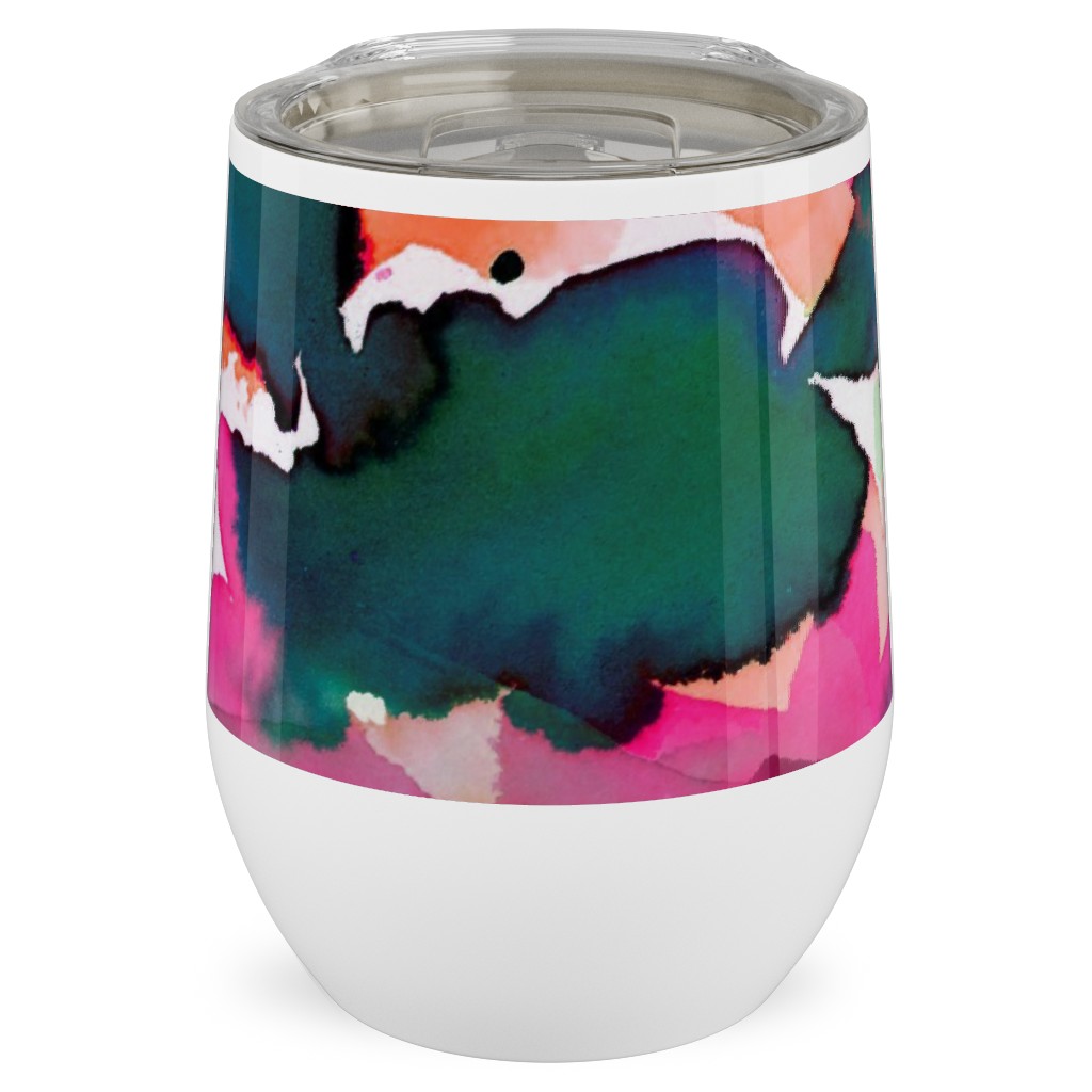 Abstract Flora Watercolor - Multi Stainless Steel Travel Tumbler, 12oz, Multicolor
