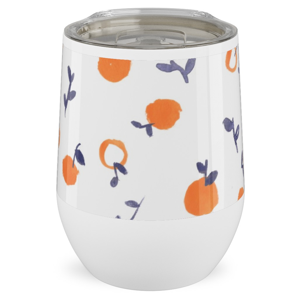 Whimsical Watercolor Orange Stainless Steel Travel Tumbler, 12oz, Orange, Orange