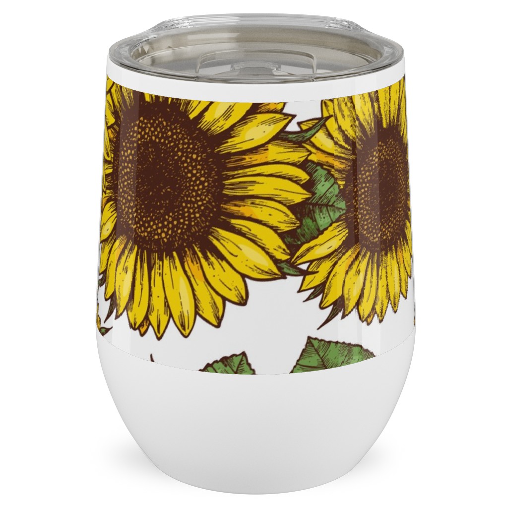 Sunflowers Stainless Steel Travel Tumbler, 12oz, Yellow, Classic Yellow