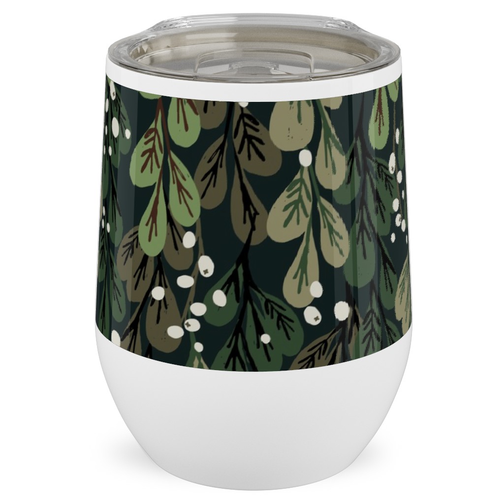 Mistletoe - Green Stainless Steel Travel Tumbler, 12oz, Green, Classic Green