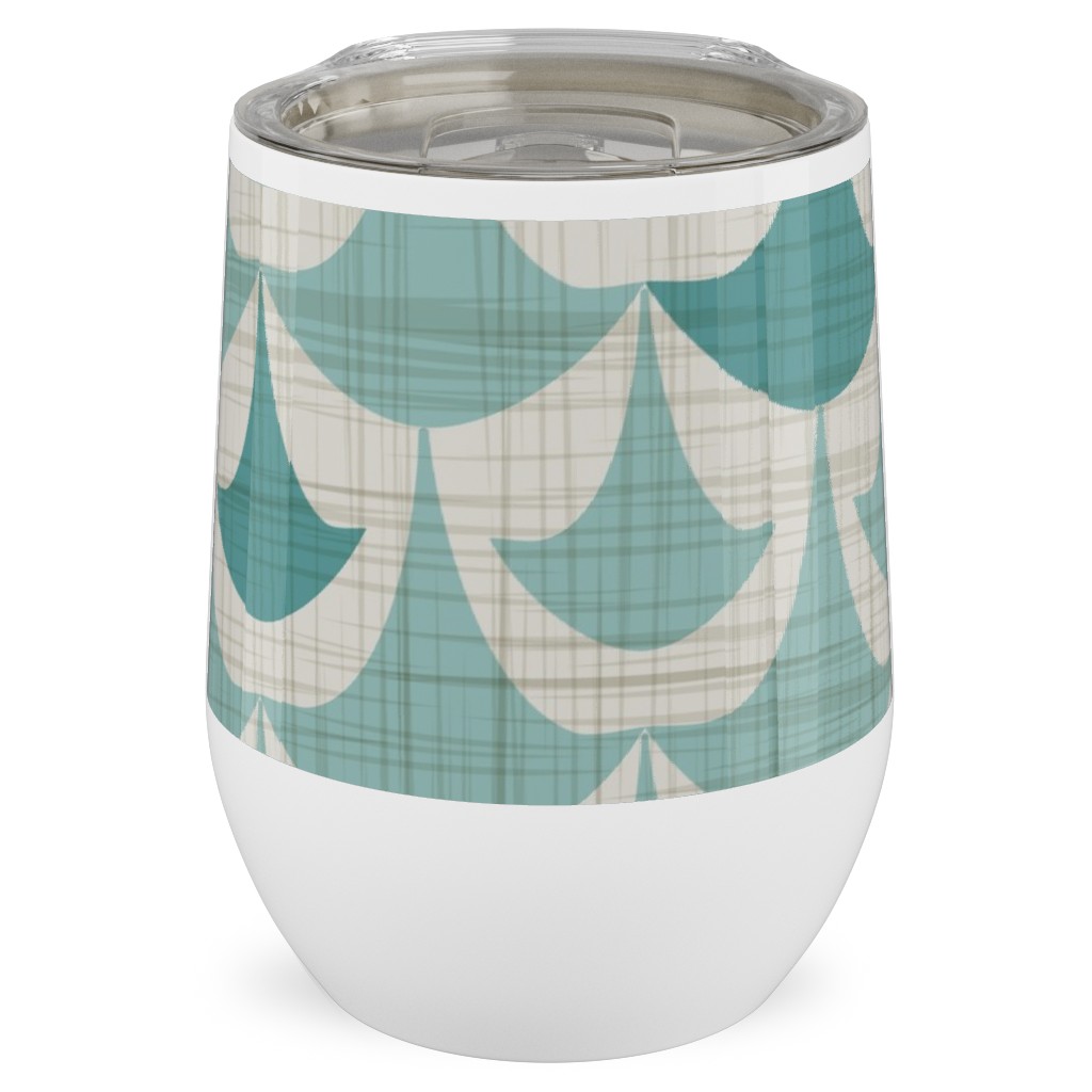 Rhapsody - Beige and Teal Stainless Steel Travel Tumbler, 12oz, Green, Classic Green