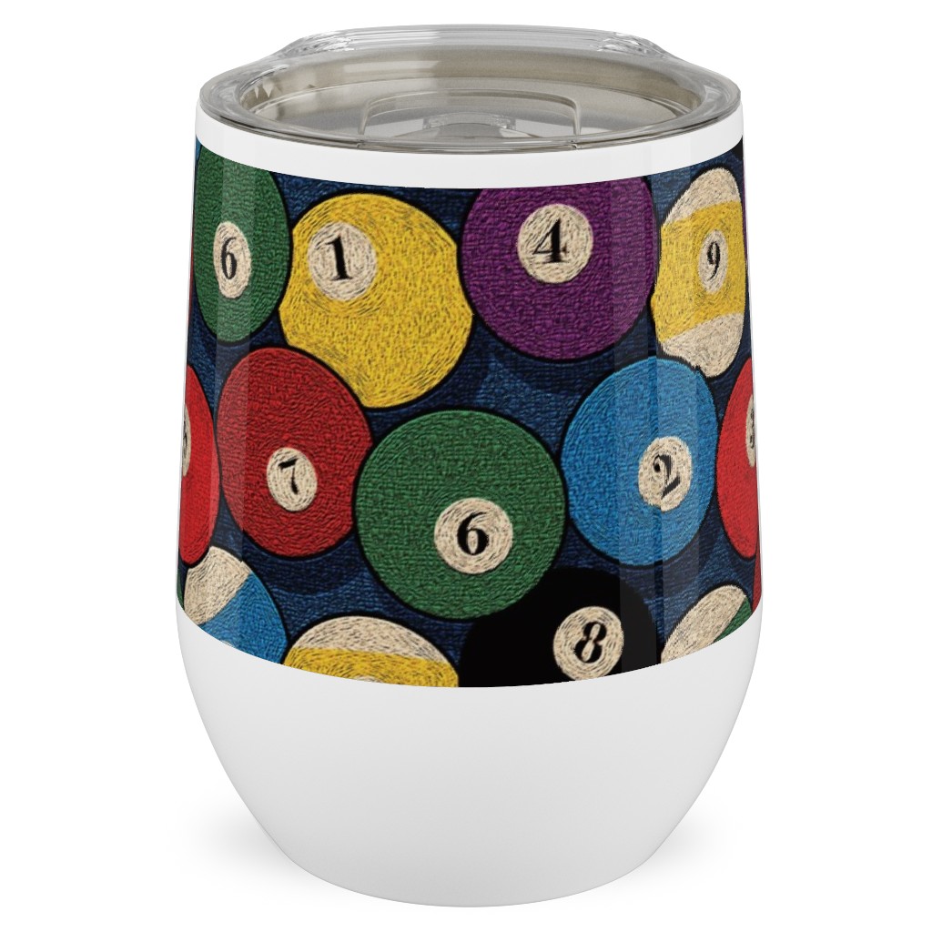 Billiard Bowls - Multi Stainless Steel Travel Tumbler, 12oz, Multicolor