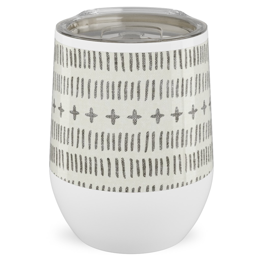 Modern Farmhouse Dash - Light Stainless Steel Travel Tumbler, 12oz, Beige, Pearl