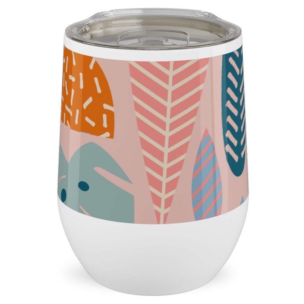 Retro Tropical Pattern Stainless Steel Travel Tumbler, 12oz, Multicolor, Alpaca