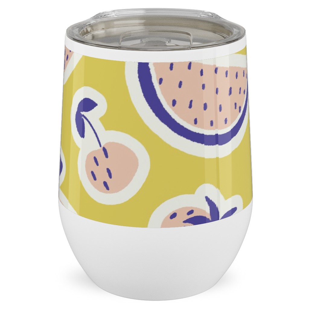 Fruity - Yellow Stainless Steel Travel Tumbler, 12oz, Yellow, Classic Yellow