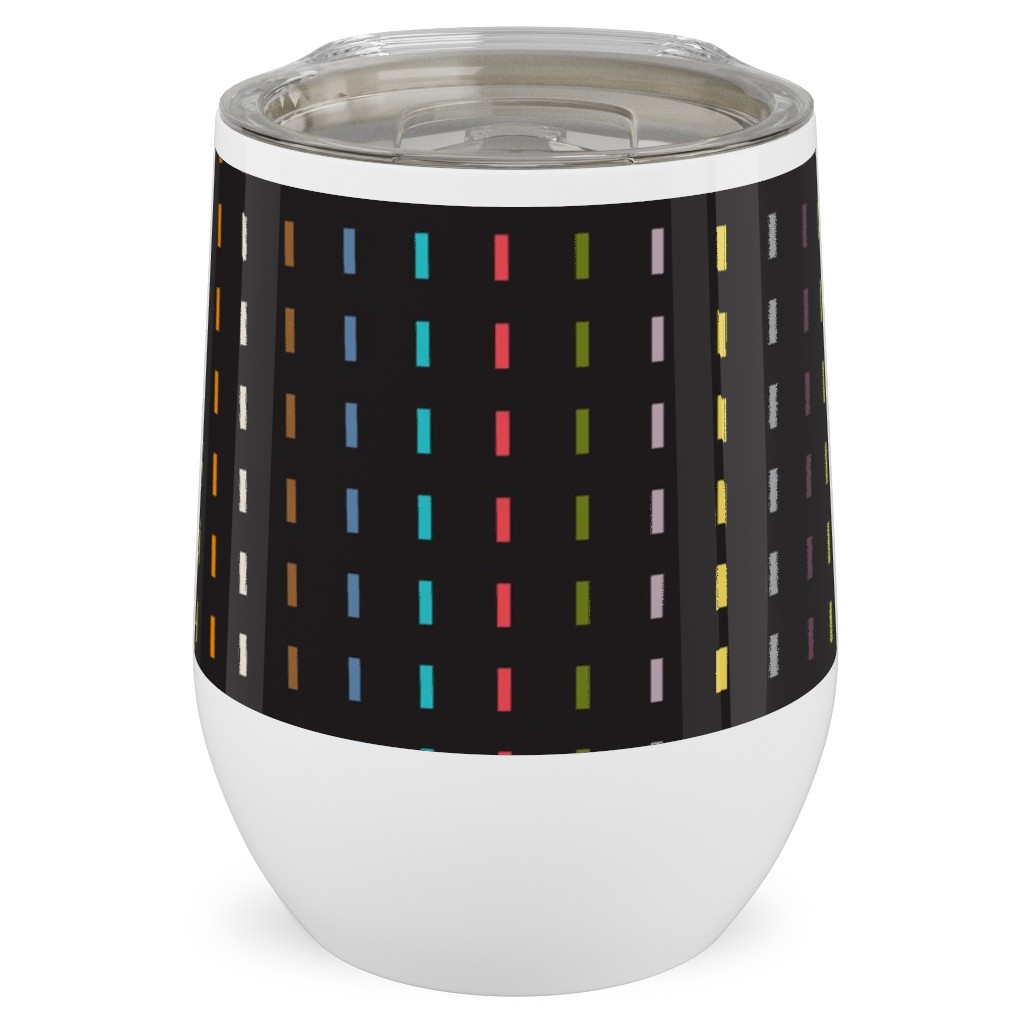 Soda Nation Stripes - Dark Multi Stainless Steel Travel Tumbler, 12oz, Black, Black