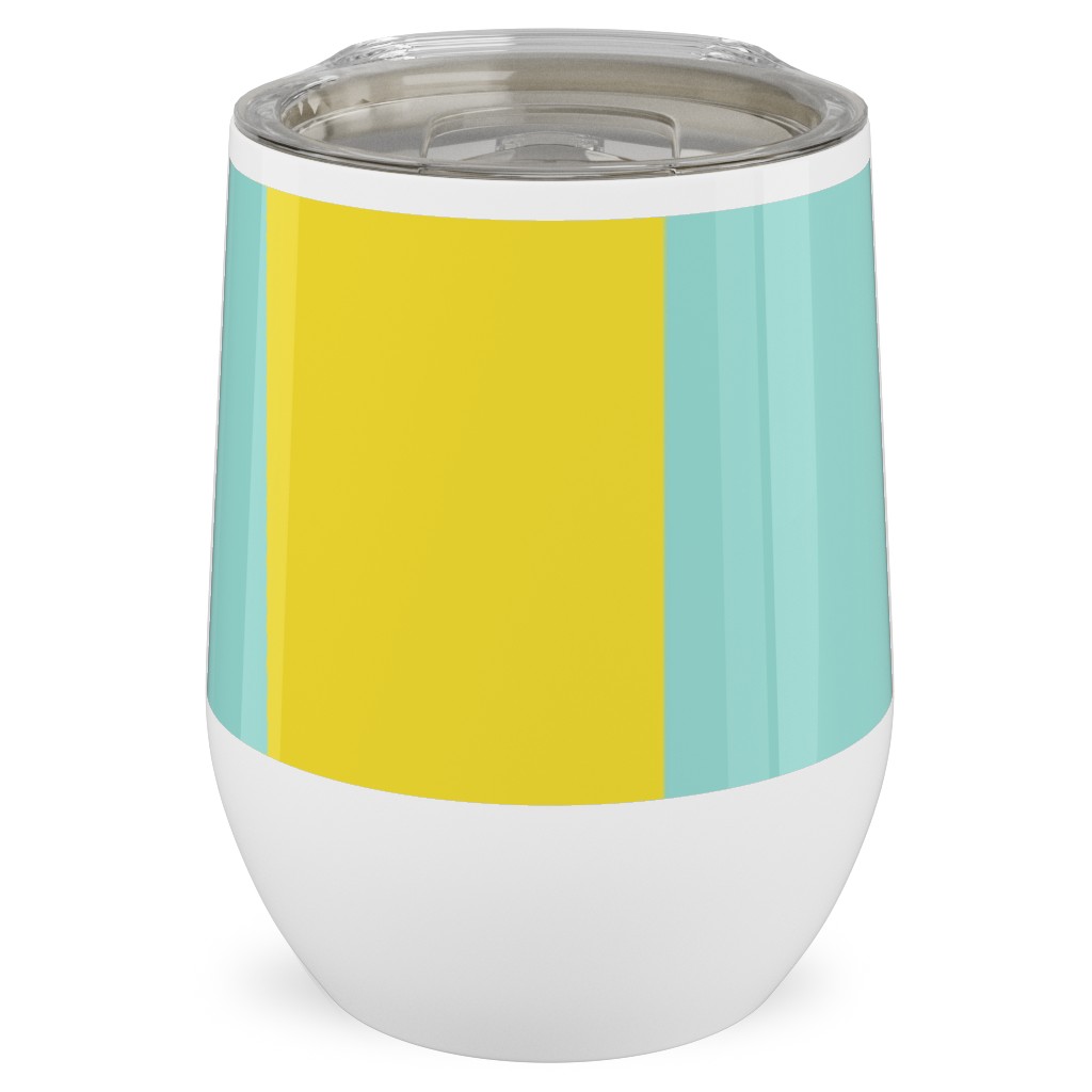 Vertical Stripes Stainless Steel Travel Tumbler, 12oz, Blue