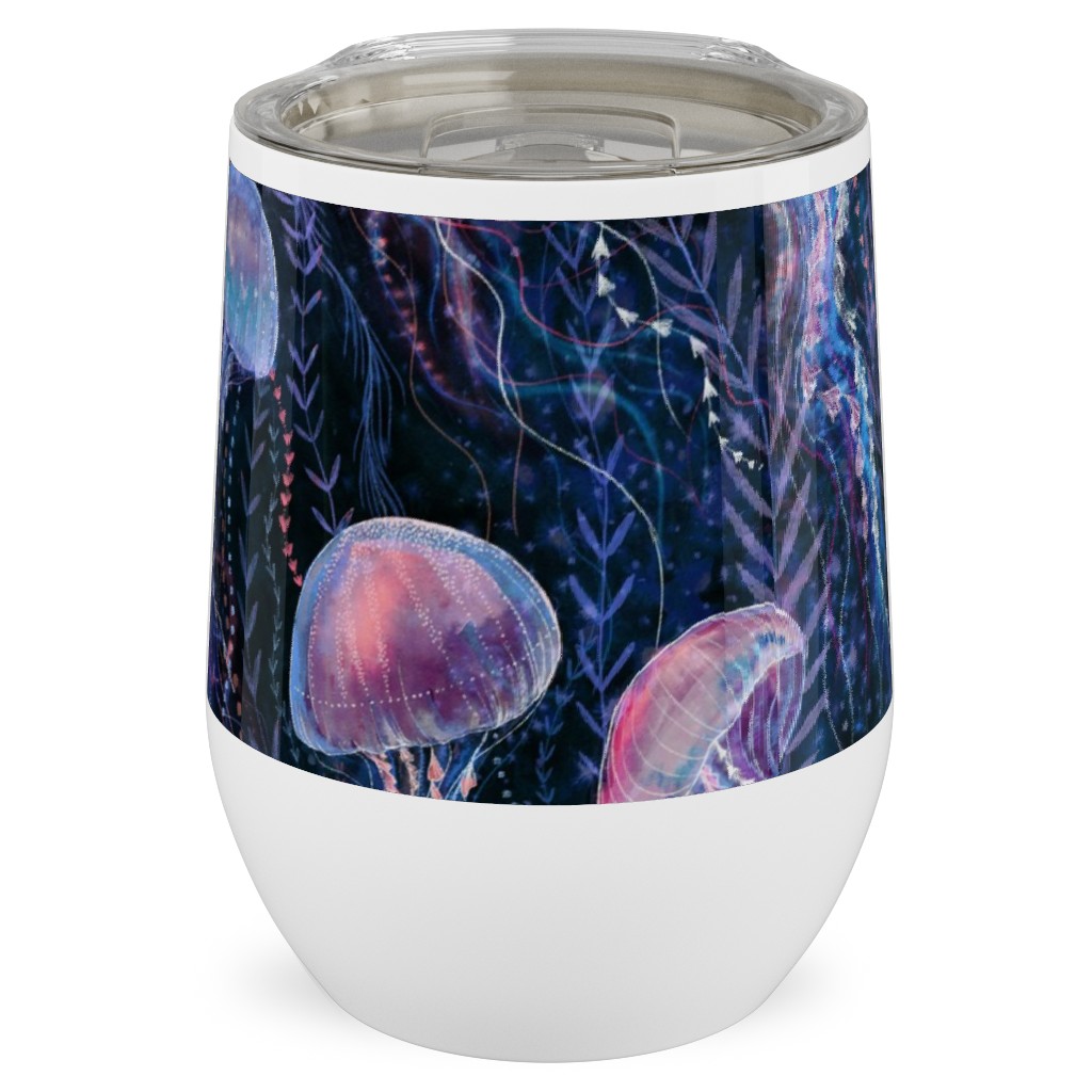 Magic Jellyfish Watercolor Stainless Steel Travel Tumbler, 12oz, Blue, True Blue