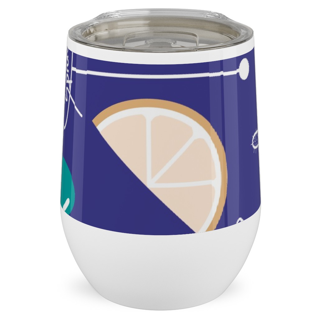 Palm Springs Fruit Cocktail - Blue Stainless Steel Travel Tumbler, 12oz, Blue