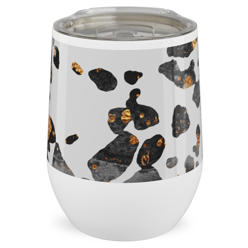 Gold Speckled Terrazzo Stainless Steel Travel Tumbler, 12oz, Black