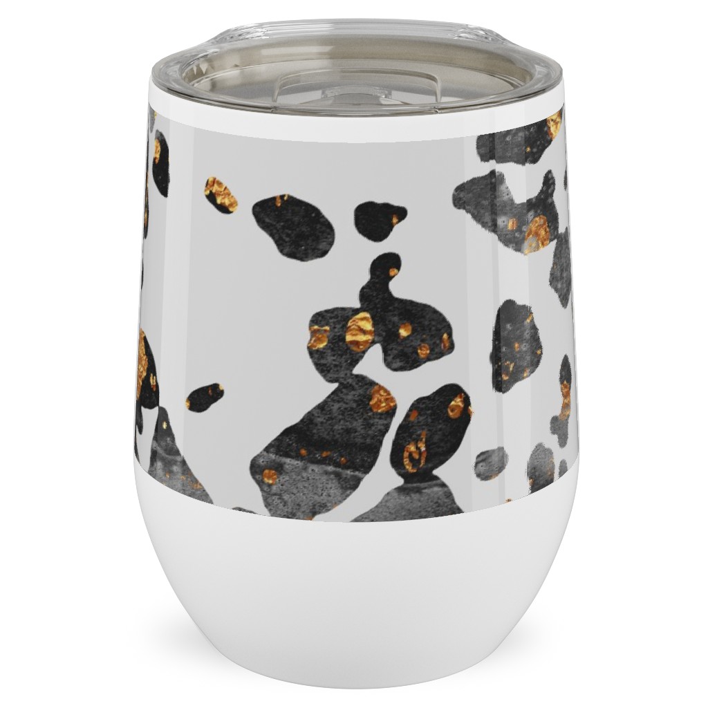 Gold Speckled Terrazzo Stainless Steel Travel Tumbler, 12oz, Black, Black