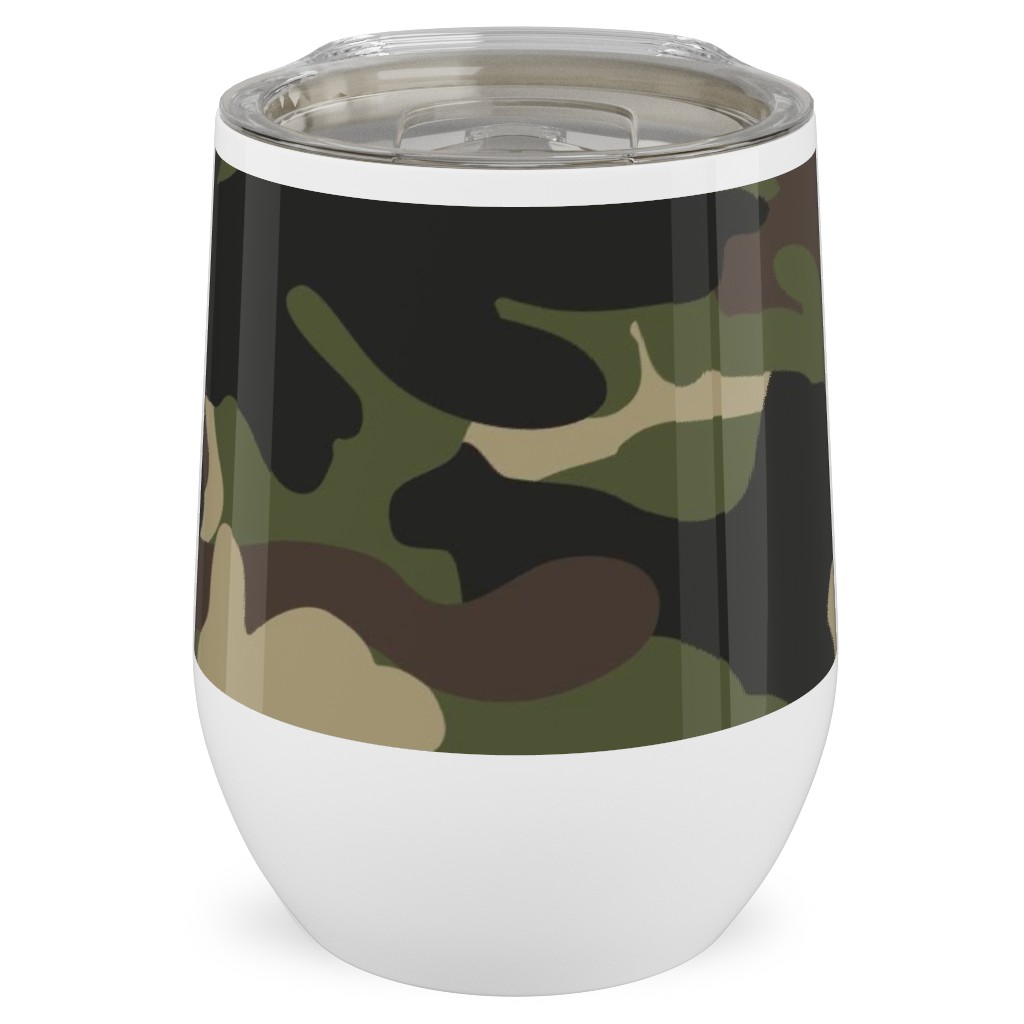 Ducks, Trucks, and Eight Point Bucks - Camo Stainless Steel Travel Tumbler, 12oz, Green