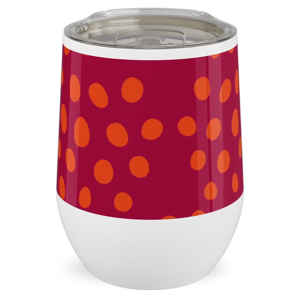 Hexagon Dots - Red and Orange Stainless Steel Travel Tumbler, 12oz, Red