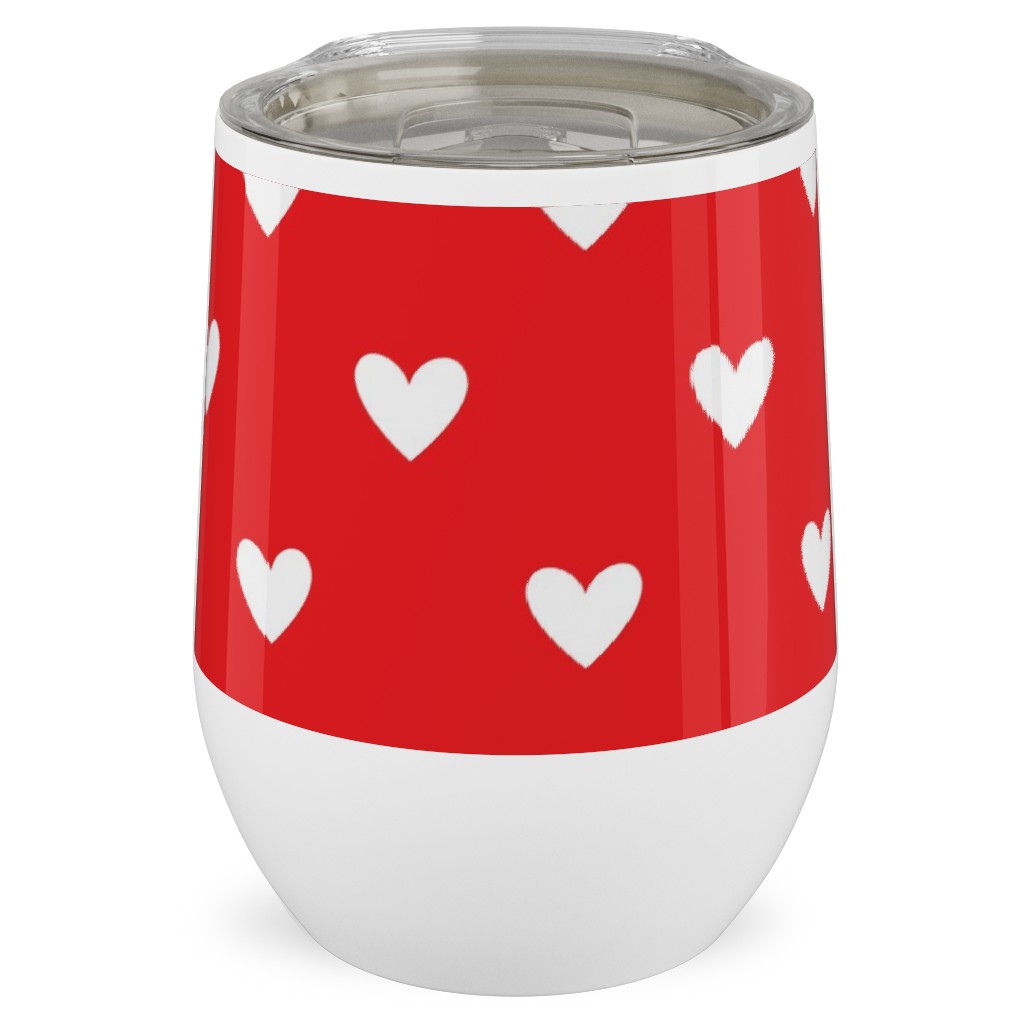 Love Hearts - Red Stainless Steel Travel Tumbler, 12oz, Red