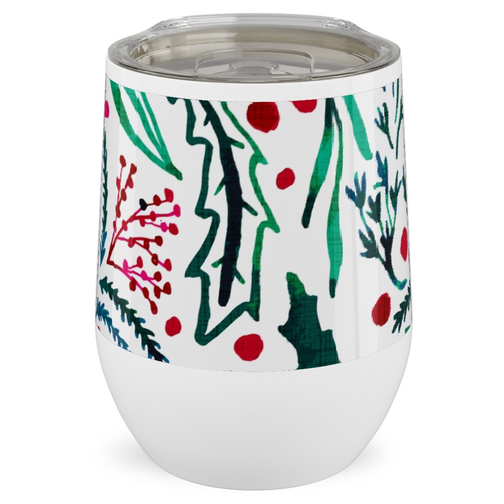 Noel Collection - Loose Floral Stainless Steel Travel Tumbler, 12oz, Multicolor