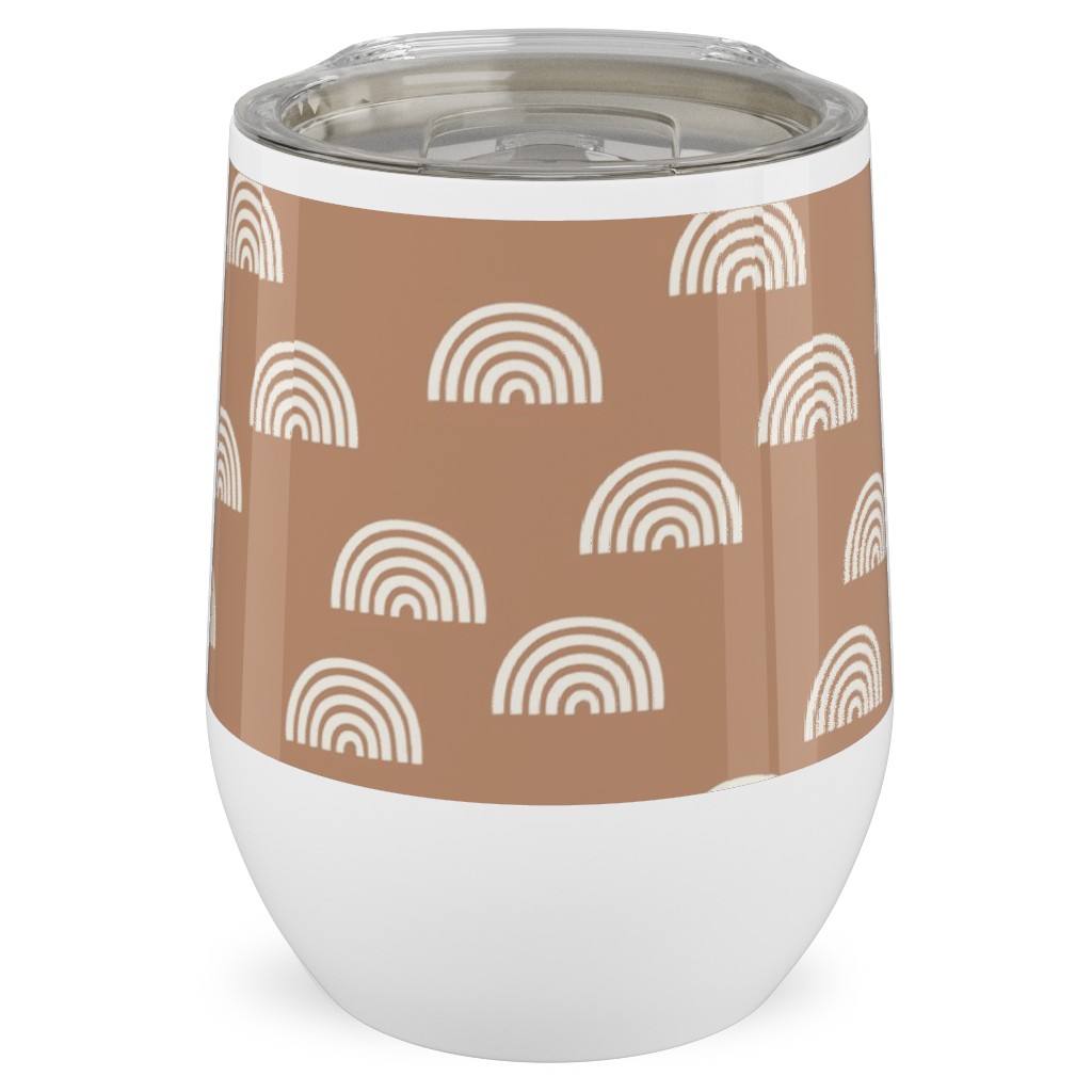 Scattered Rainbows Stainless Steel Travel Tumbler, 12oz, Orange, Tan