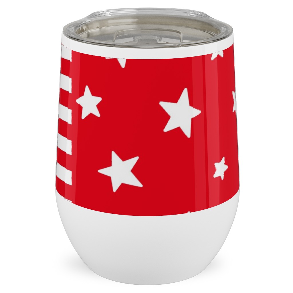 Stars and Stripes Reversed - Canada Day - Red and White Stainless Steel Travel Tumbler, 12oz, Red, Red