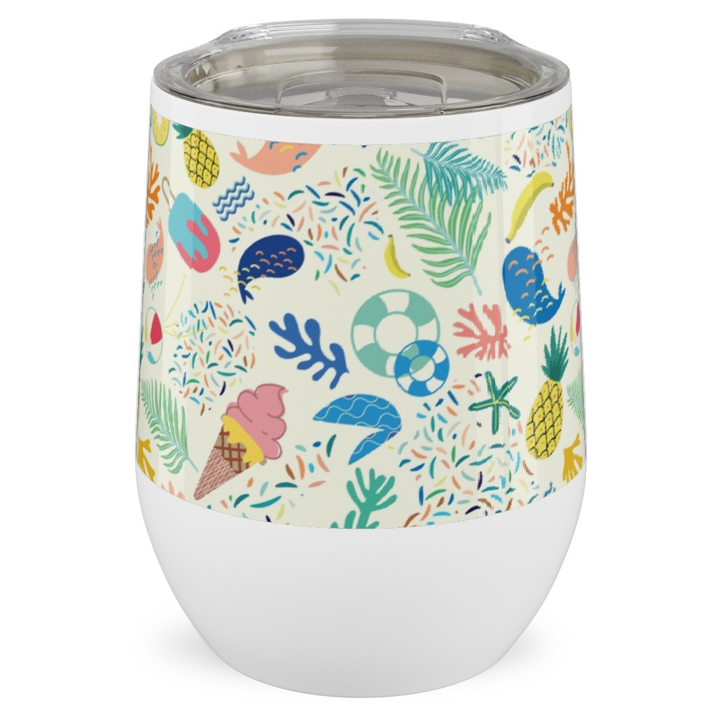 Ohlala Summer - Multi Stainless Steel Travel Tumbler, 12oz, Multicolor