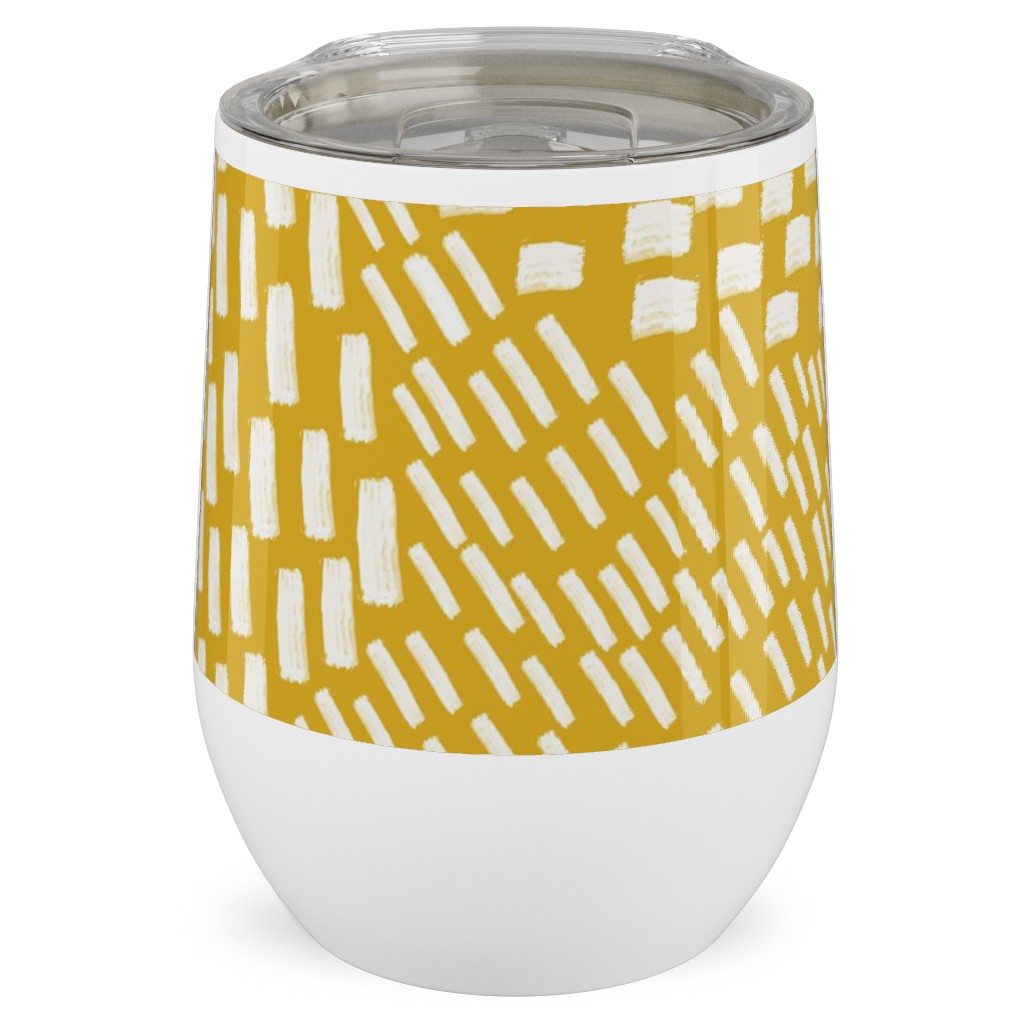 Abstract Brushstrokes Stainless Steel Travel Tumbler, 12oz, Yellow