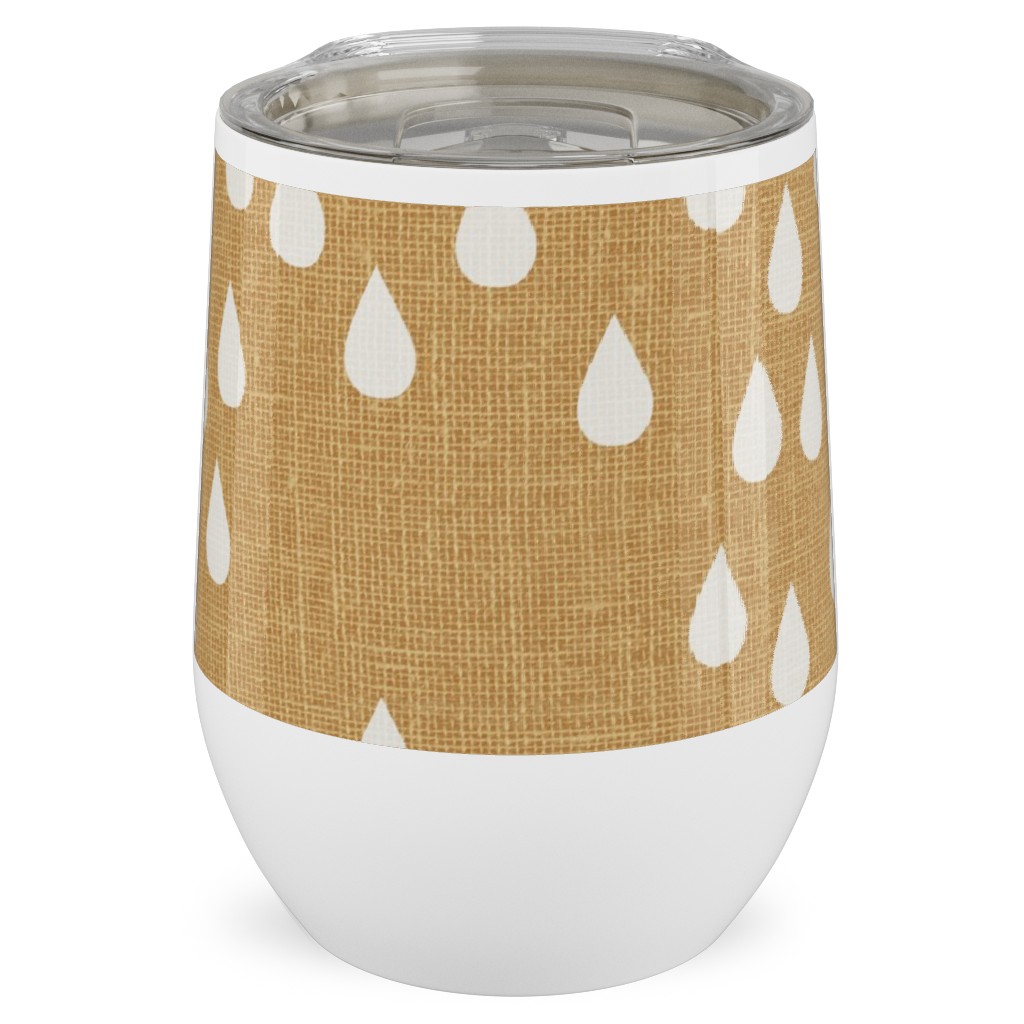 Scattered Rain Drops - Mustard Yellow Stainless Steel Travel Tumbler, 12oz, Yellow