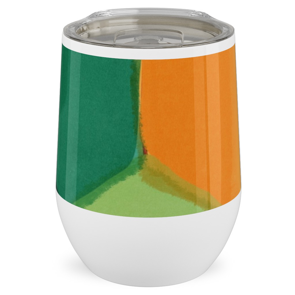 Overlapping Hexagons - Warm Summer Stainless Steel Travel Tumbler, 12oz, Multicolor