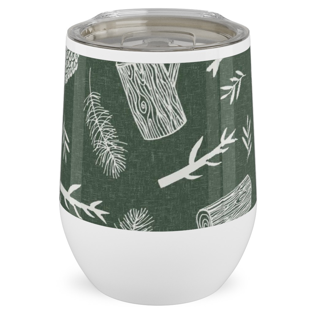 Pinecones - Hunter Green Stainless Steel Travel Tumbler, 12oz, Green