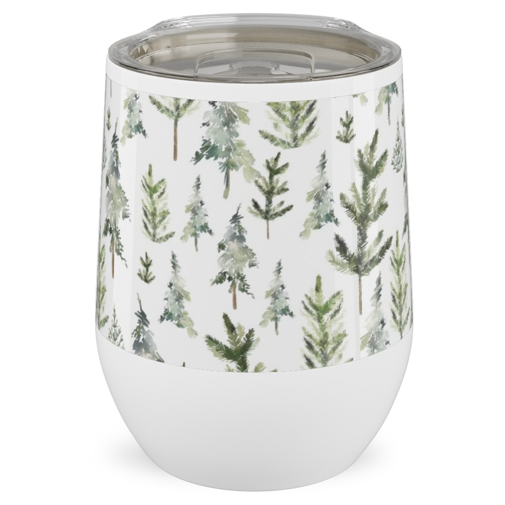 Winter Landscape Stainless Steel Travel Tumbler, 12oz, Green, Classic Green