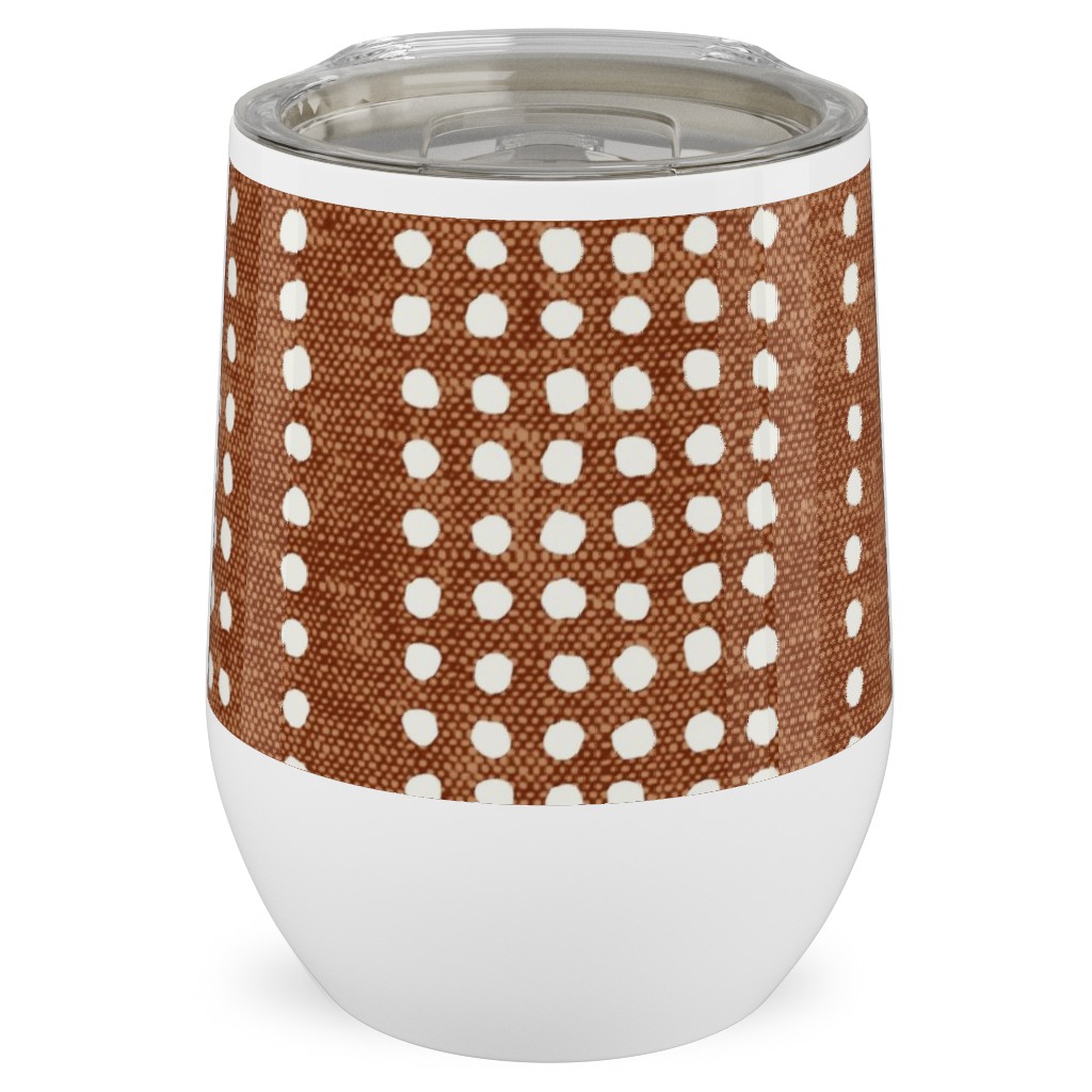 Dotty Boho Geometric - Ginger Stainless Steel Travel Tumbler, 12oz, Orange, Orange