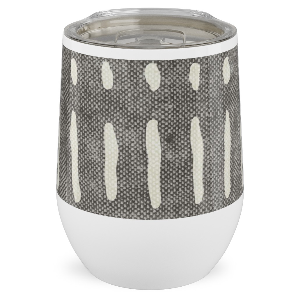 Dash Dot Stripes Stainless Steel Travel Tumbler, 12oz, Gray