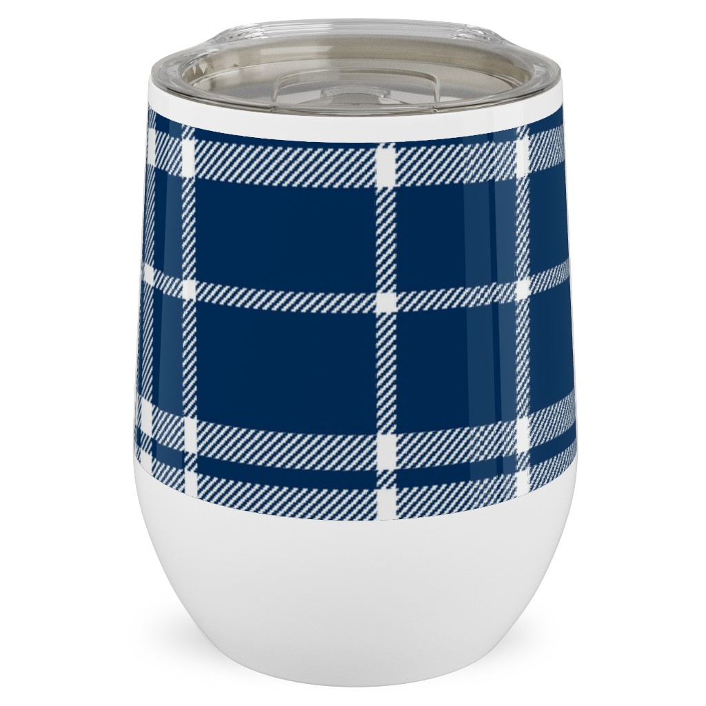 Tartan Check Stainless Steel Travel Tumbler, 12oz, Blue, Imperial