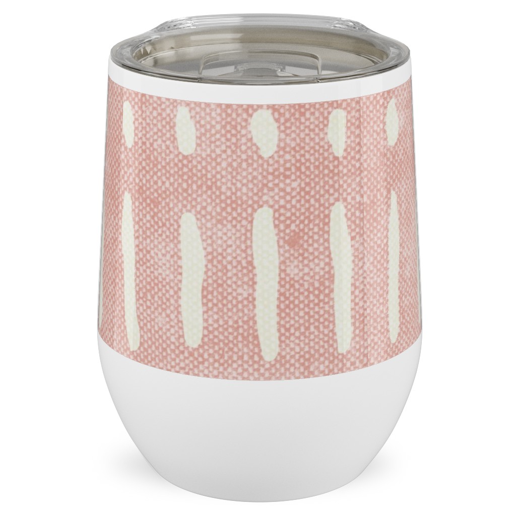 Dash Dot Stripes Stainless Steel Travel Tumbler, 12oz, Pink, Ballet Slipper