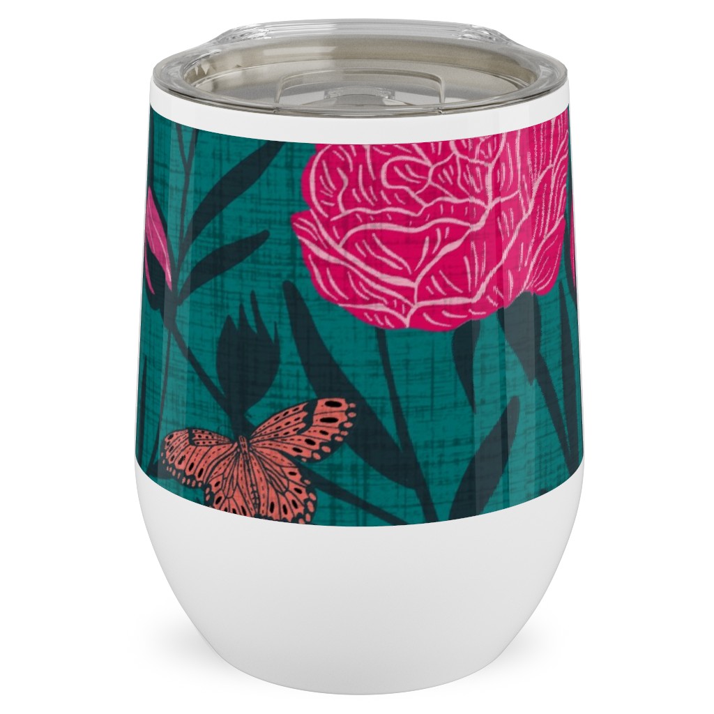 Modern Chintz Stainless Steel Travel Tumbler, 12oz, Green