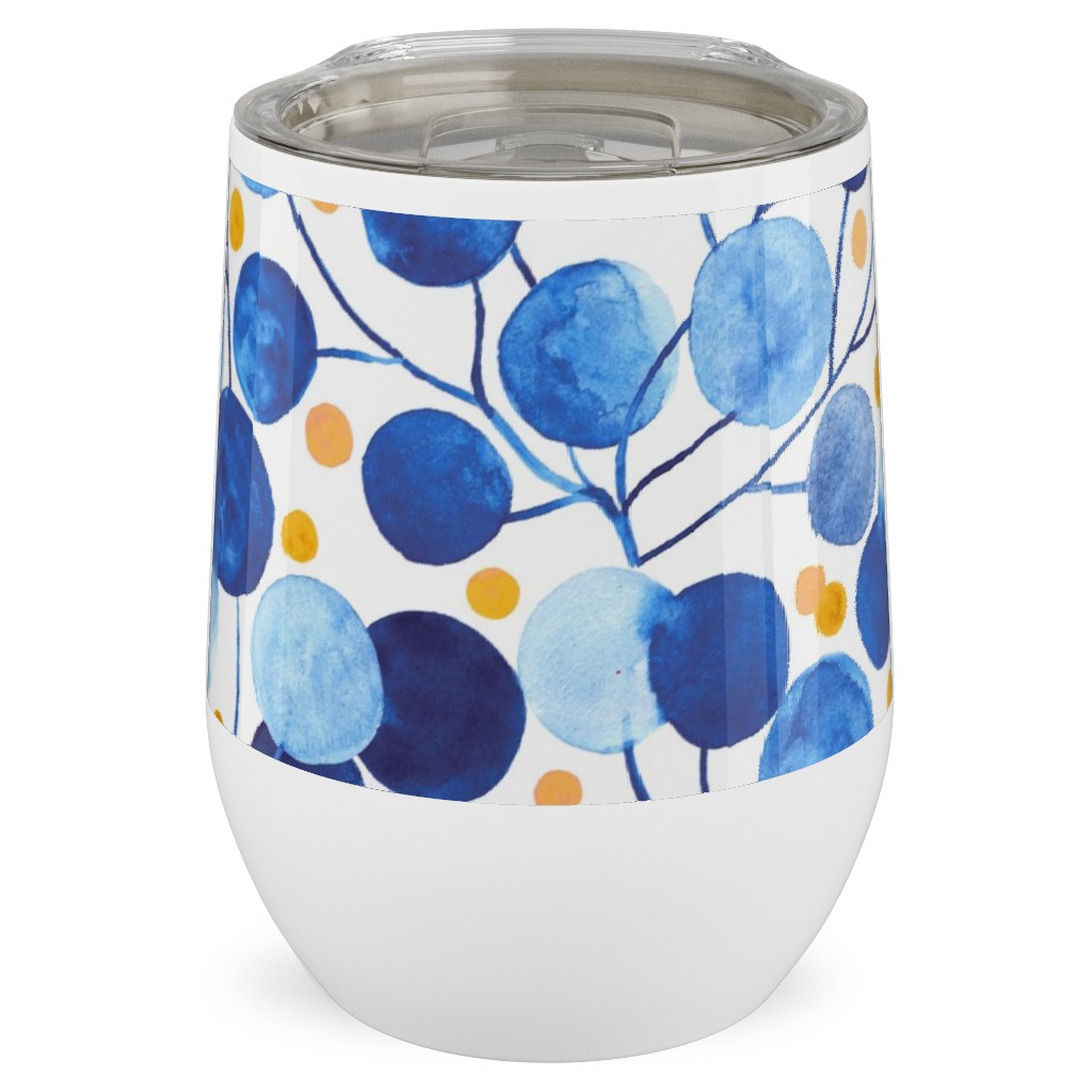 Pompom Plants - Cobalt & Gold Stainless Steel Travel Tumbler, 12oz, Blue, True Blue