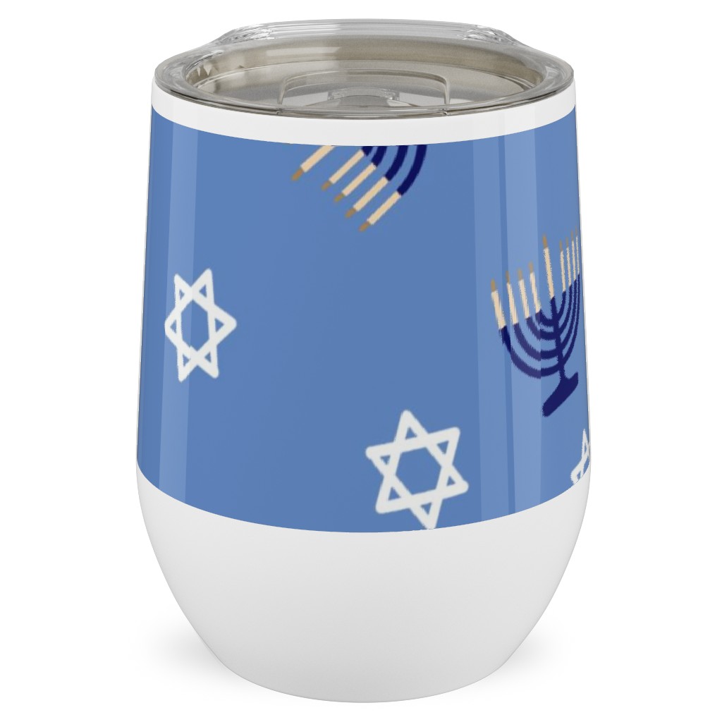 Hanukkah - Blue Stainless Steel Travel Tumbler, 12oz, Blue