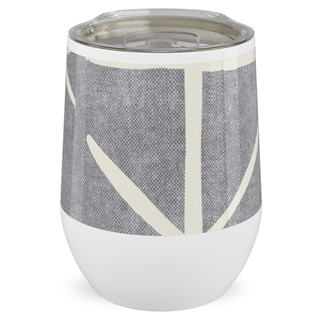 Geometric Triangles - Distressed - Grey Stainless Steel Travel Tumbler, 12oz, Gray