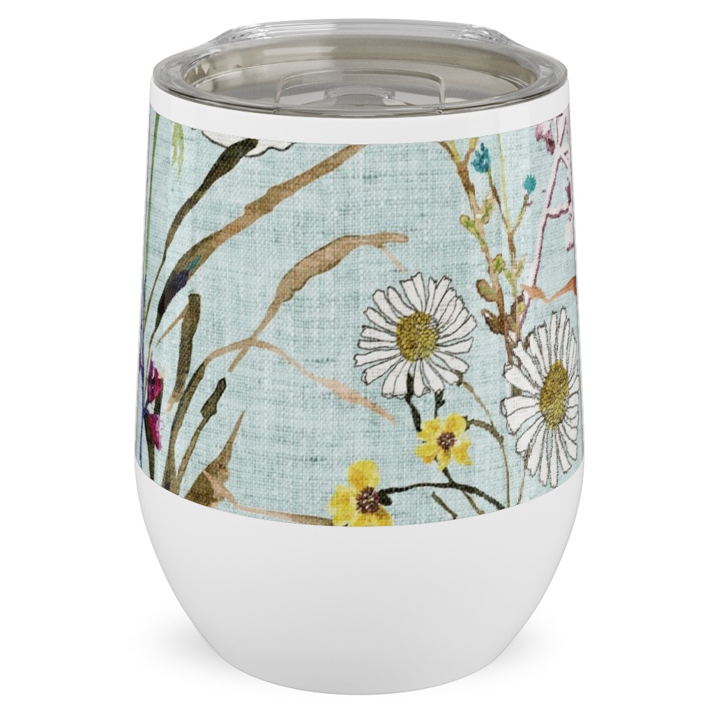 Verdure Wildflowers - Multi Stainless Steel Travel Tumbler, 12oz, Multicolor