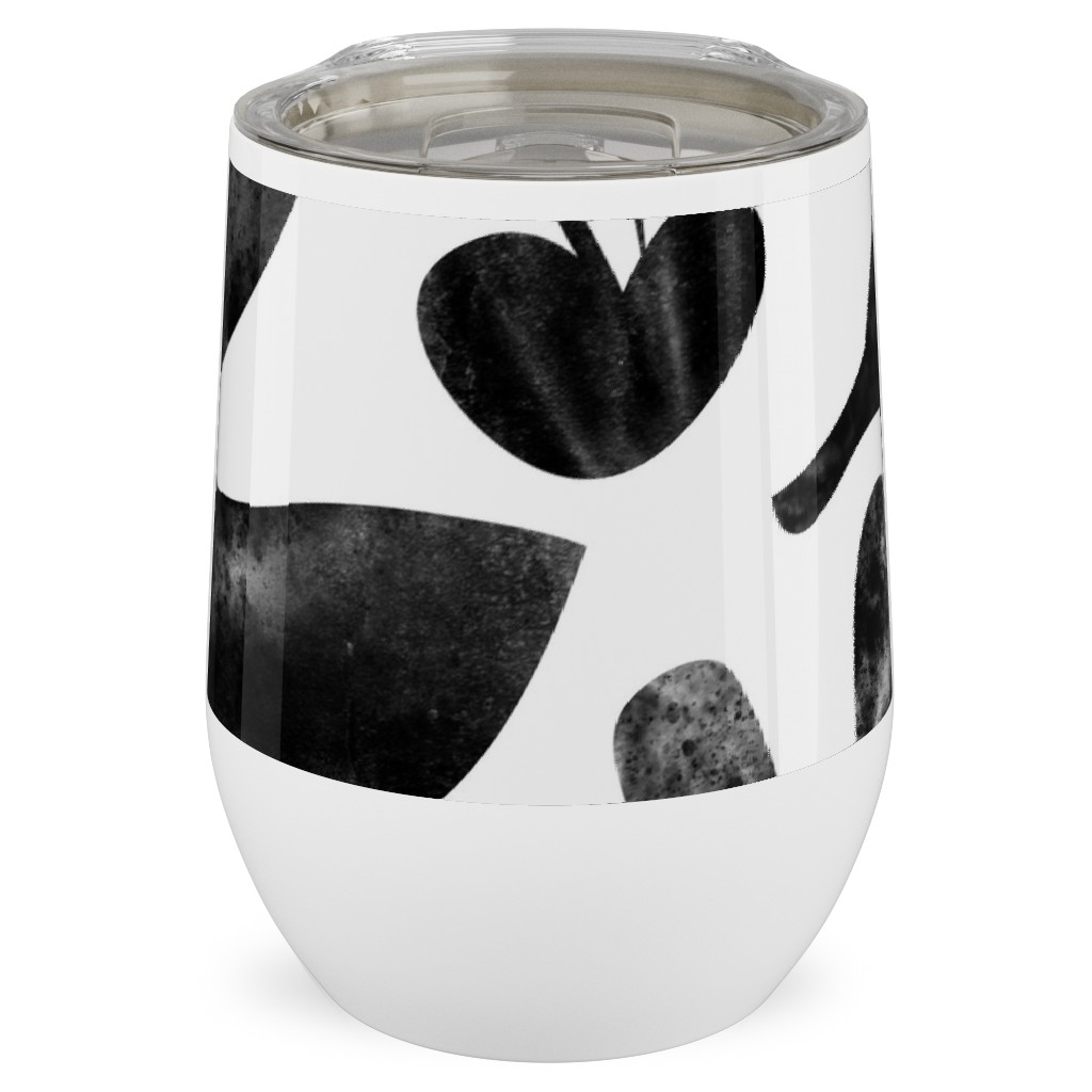 Flower Cutouts - Light Stainless Steel Travel Tumbler, 12oz, Black