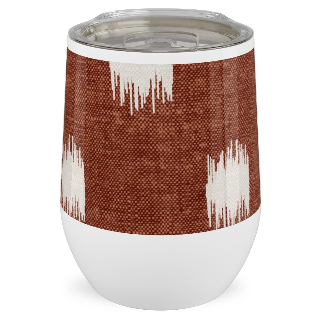 Ikat Polka Dots - Rust Stainless Steel Travel Tumbler, 12oz, Red, Red