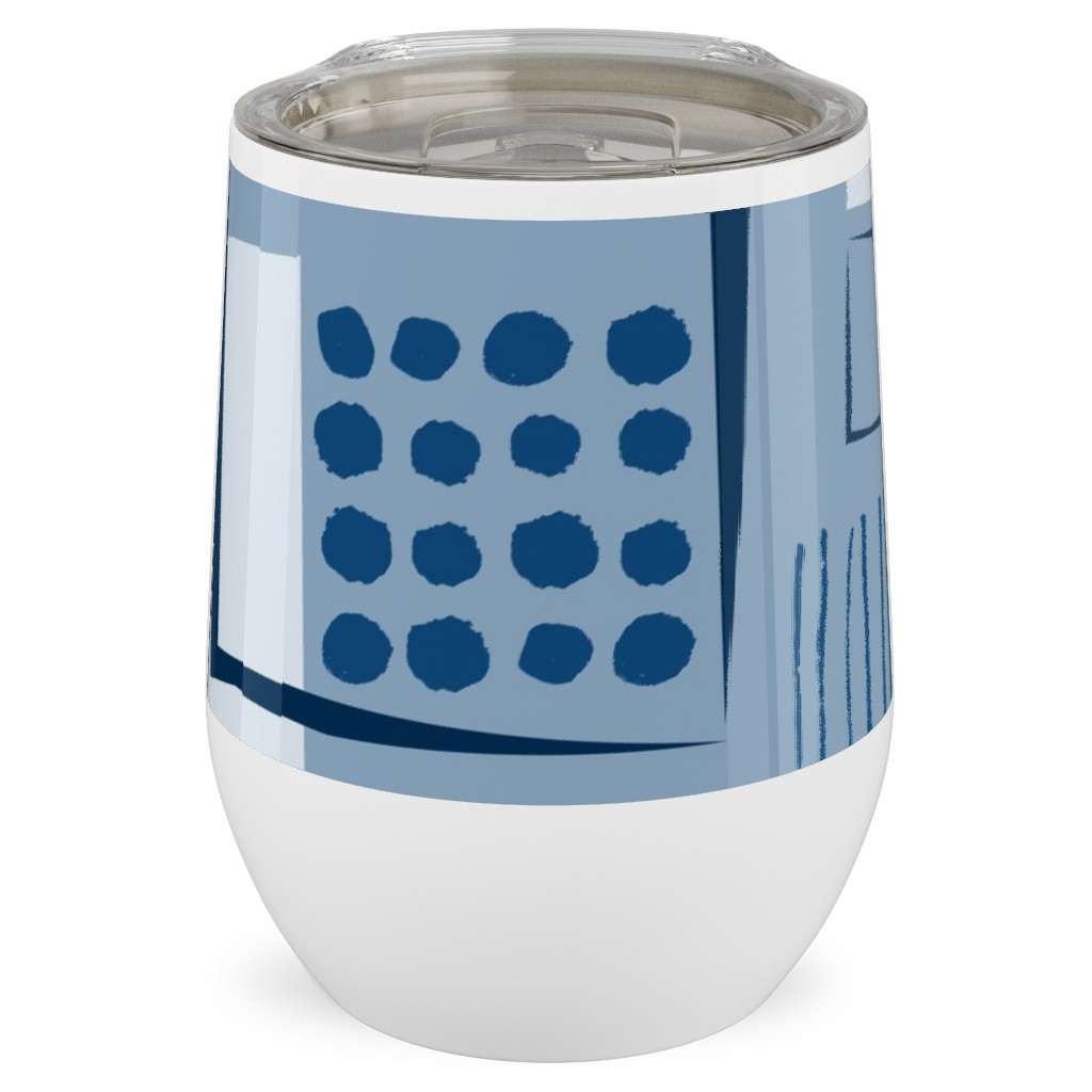 Squared Sea - Blue Stainless Steel Travel Tumbler, 12oz, Blue, True Blue