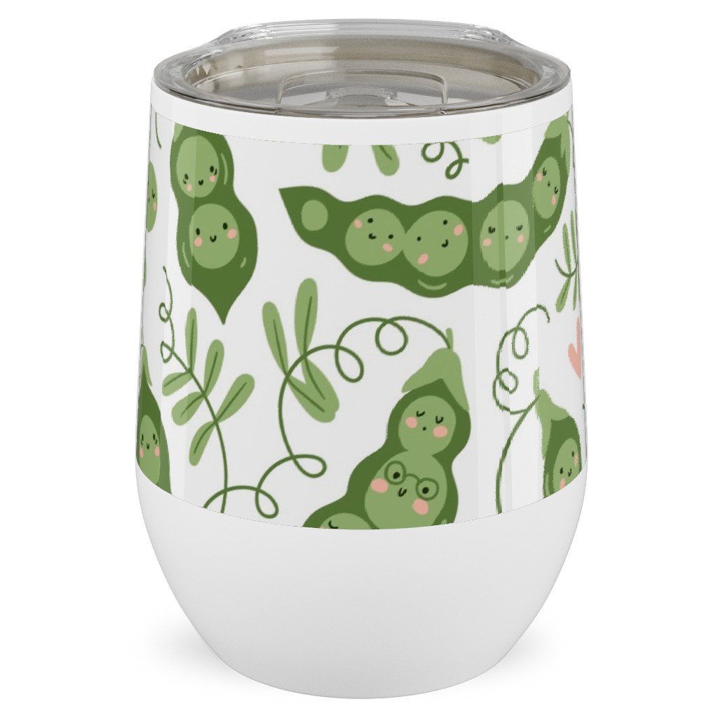 Cute Peas - Green Stainless Steel Travel Tumbler, 12oz, Green, Classic Green