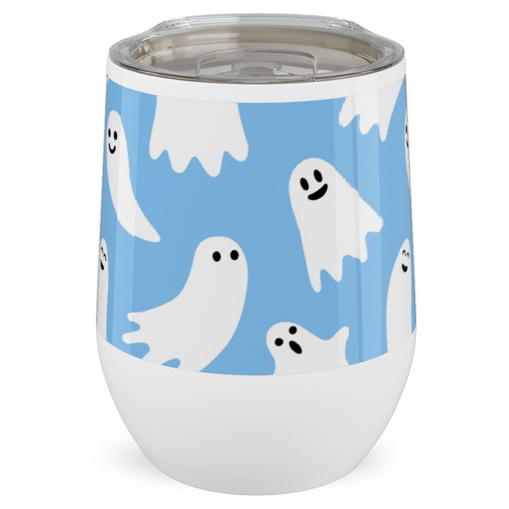 Cute Ghosts - Blue Stainless Steel Travel Tumbler, 12oz, Blue, True Blue