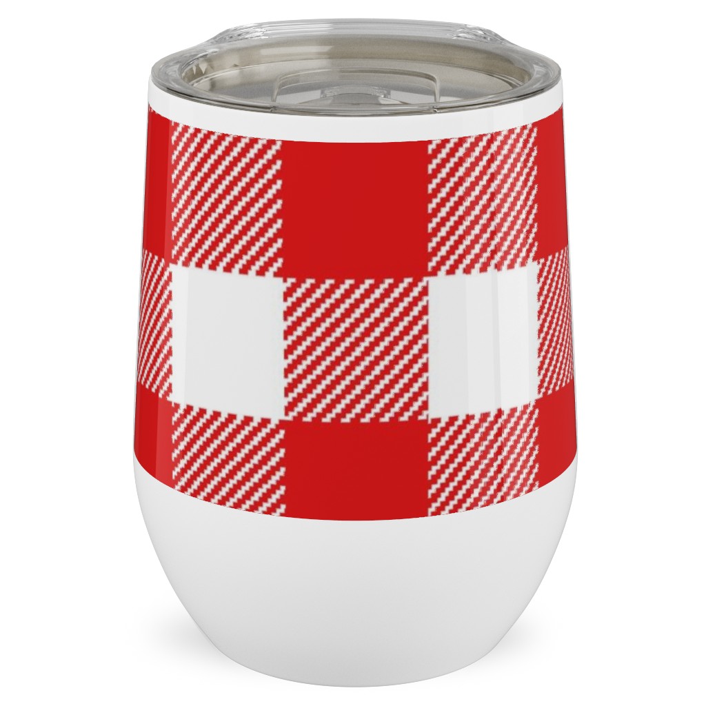 Buffalo Plaid Stainless Steel Travel Tumbler, 12oz, Red, Firecracker