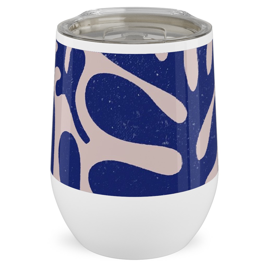 Organic Leaves - Blue Stainless Steel Travel Tumbler, 12oz, Blue