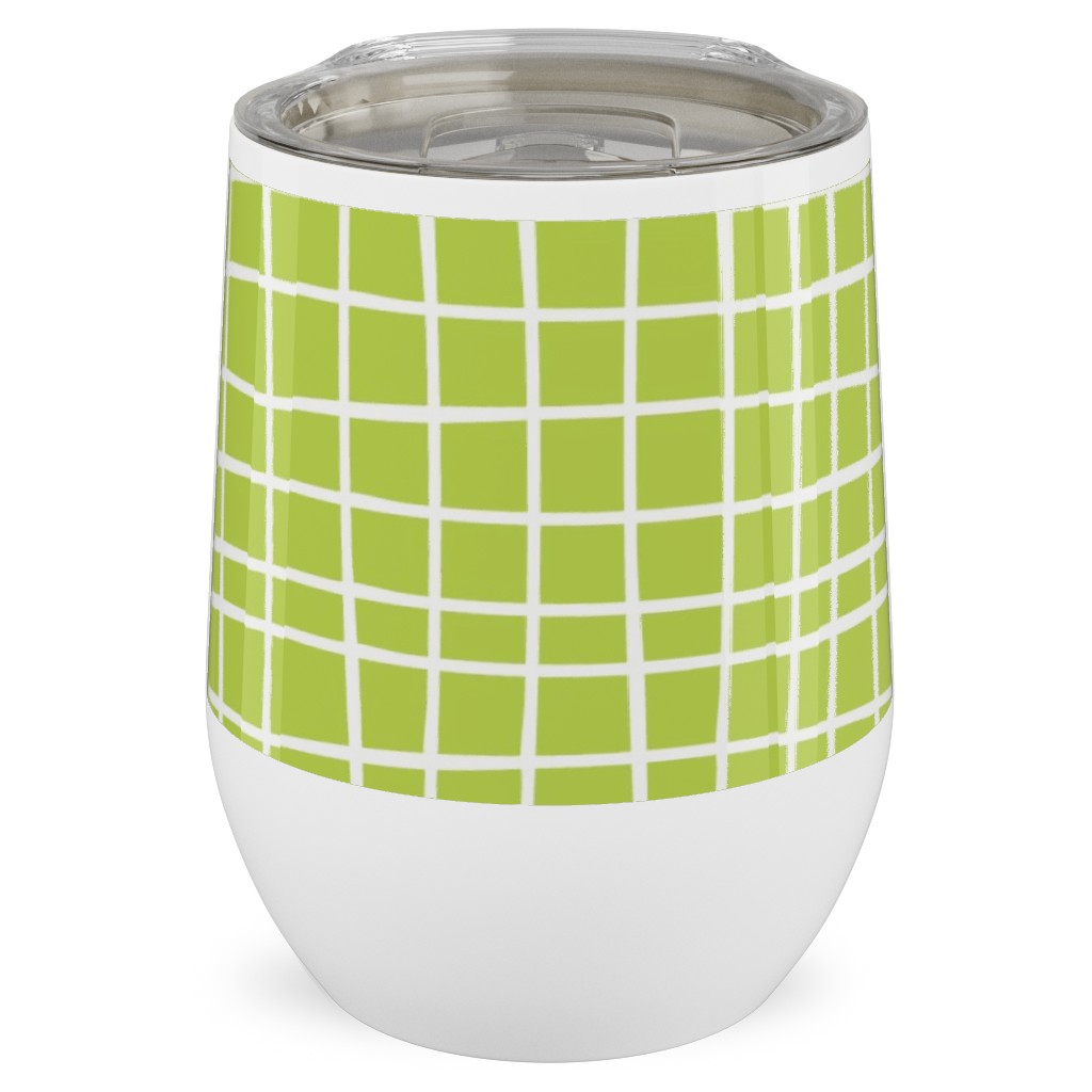 Wavy Grid Stainless Steel Travel Tumbler, 12oz, Green, Lime