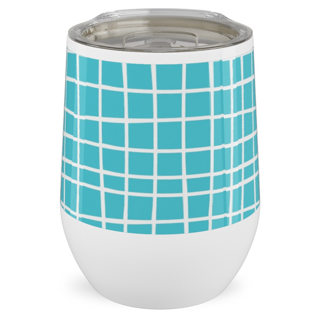 Wavy Grid Stainless Steel Travel Tumbler, 12oz, Blue, Malachite