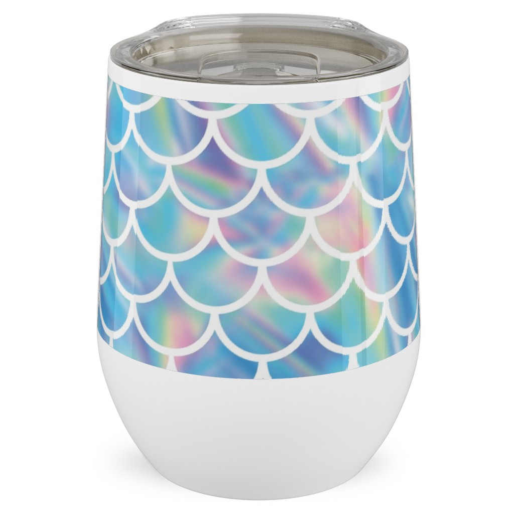 Mermaid Scales - Blue Stainless Steel Travel Tumbler, 12oz, Blue