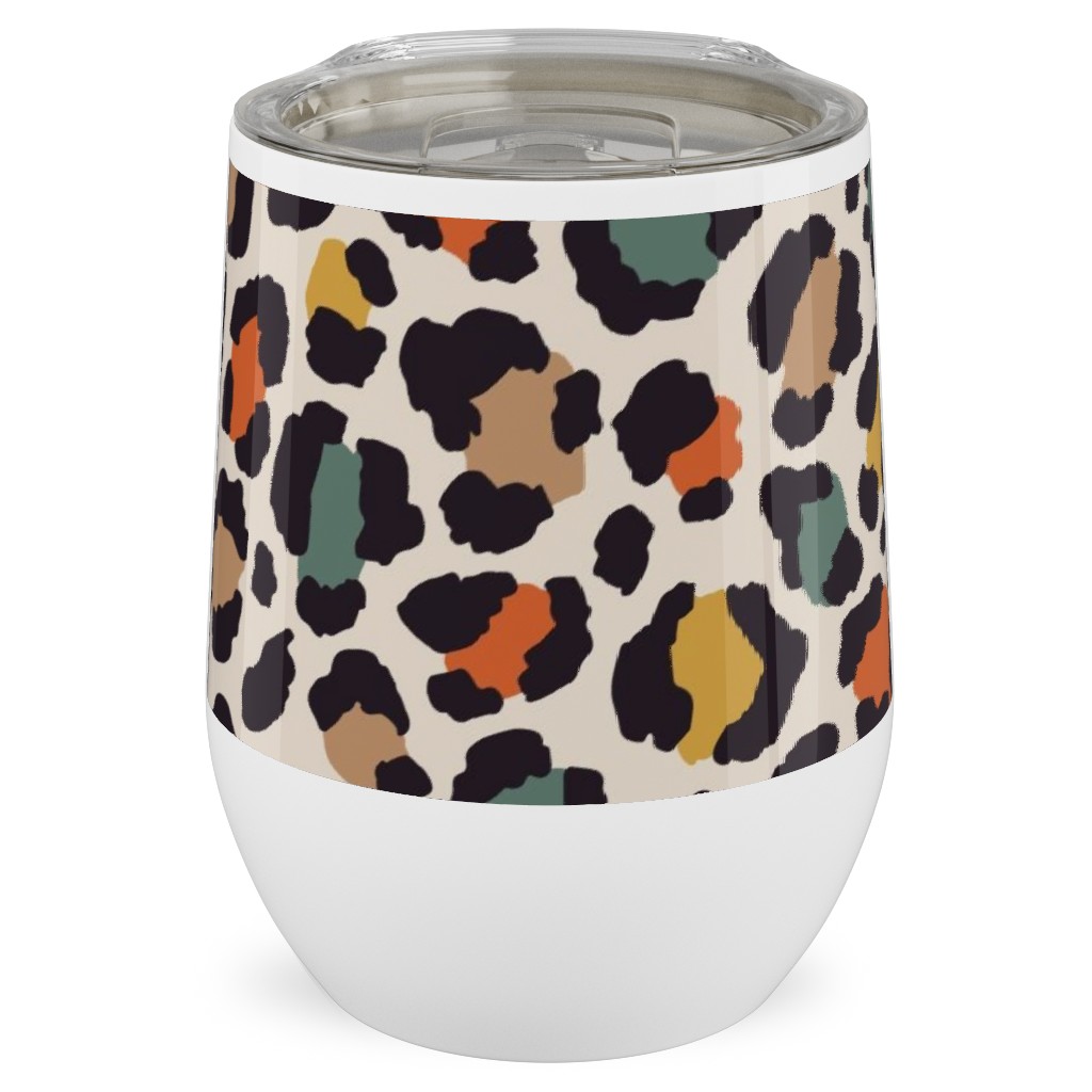 Colored Leopard Print - Mulit Stainless Steel Travel Tumbler, 12oz, Multicolor