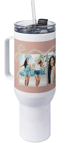 Big Bold Bow 40oz Tumbler with Handle, 40oz, Pink